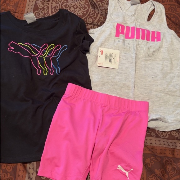 Puma Kids' Black Tee and Pink Shorts Set - Picture 1 of 1